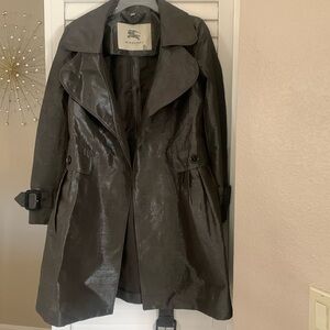 Women's Shiny Black Trench Coat
